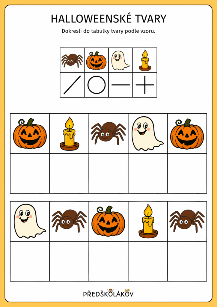 Halloweenské tvary – dokreslování