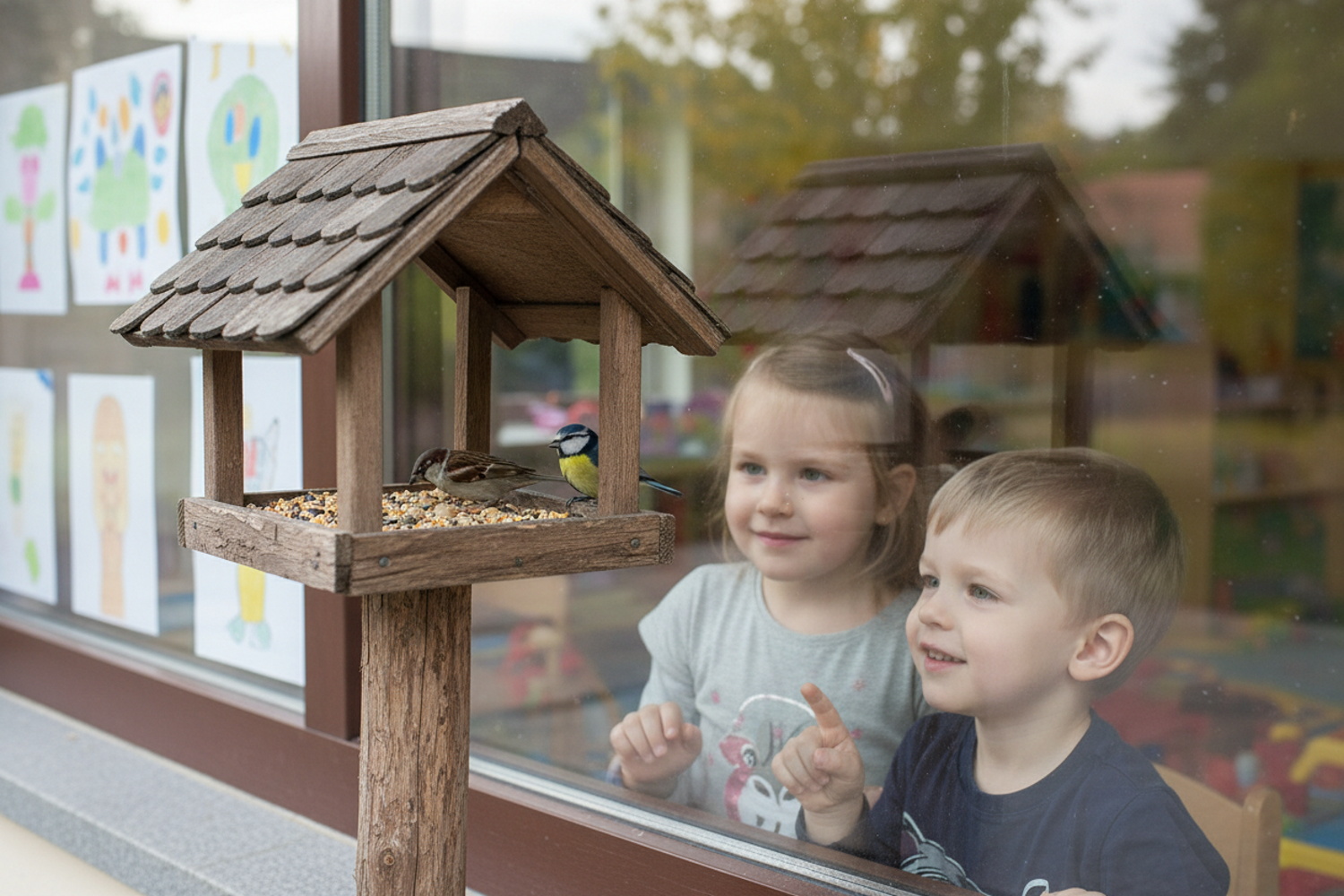 ptáci na krmítku sensory play pro děti