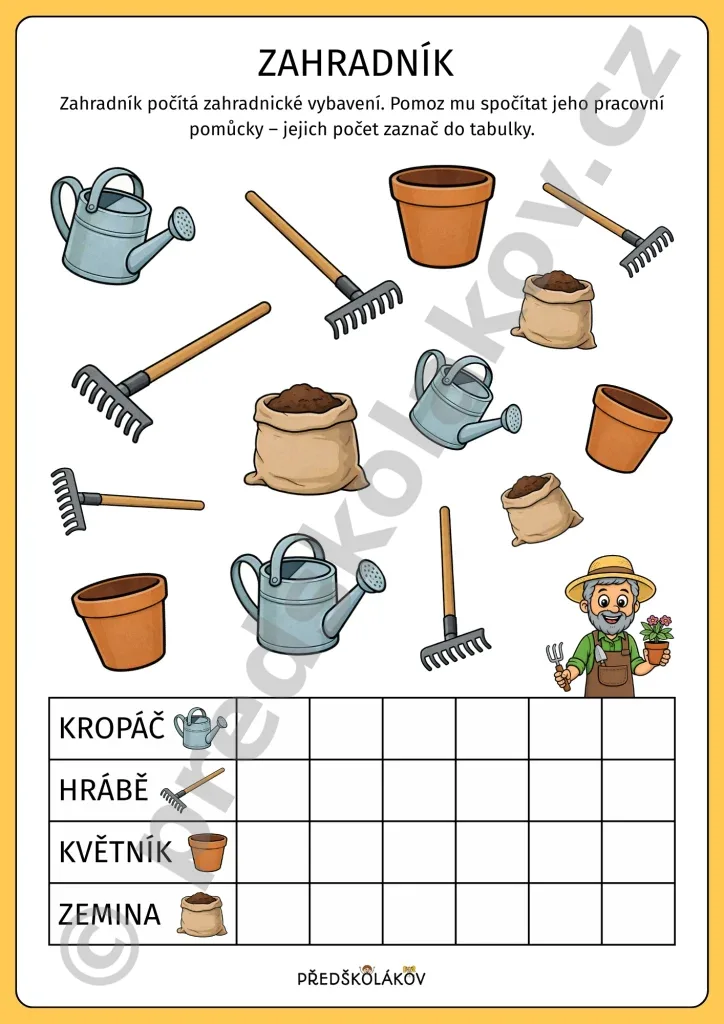 Povolání (zahradník) – počítání