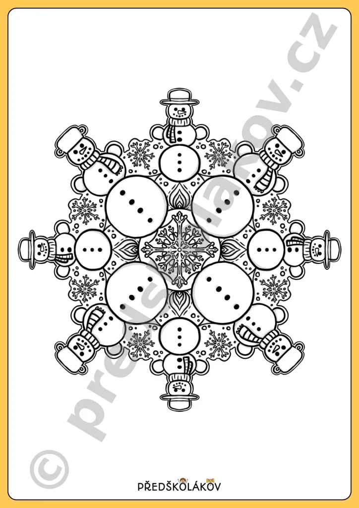 Zima – mandala se sněhuláky