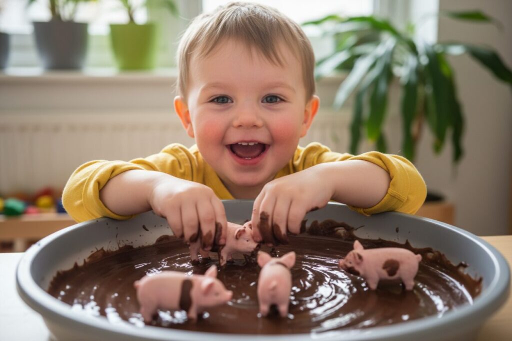 Jedlé čokoládové bahýnko – sensory play pro děti