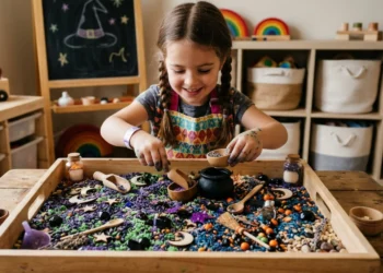 Sensory play pro děti na téma čarodějnice