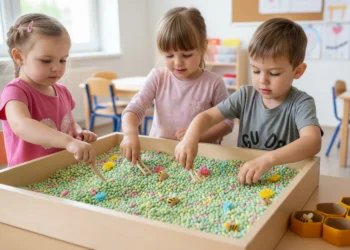 Sensory play pro děti na téma včely