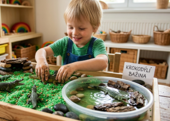 Sensory play pro děti na téma krokodýl