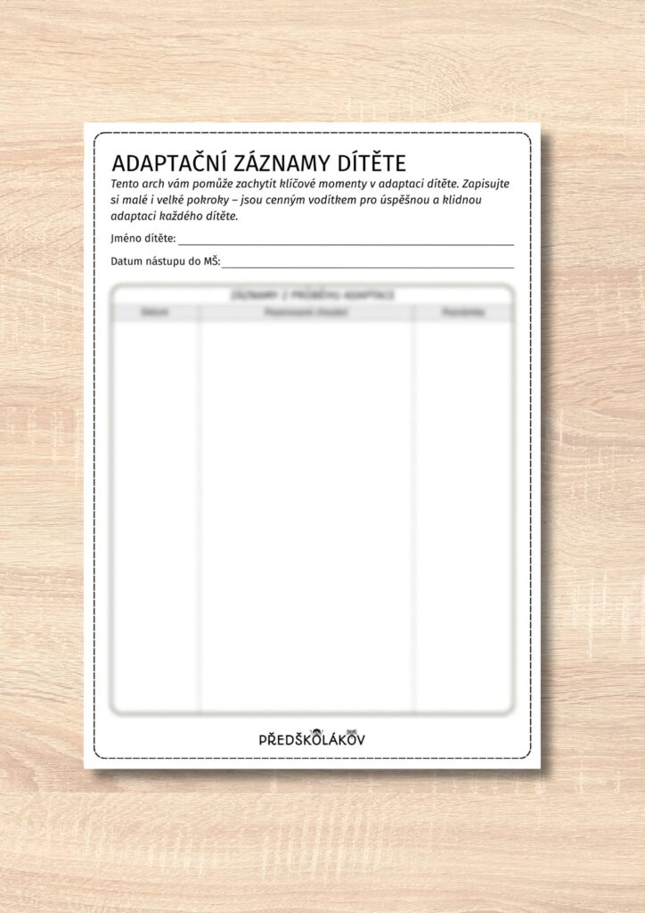 Adaptační záznam dítěte
