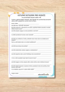 Vstupní dotazník pro rodiče