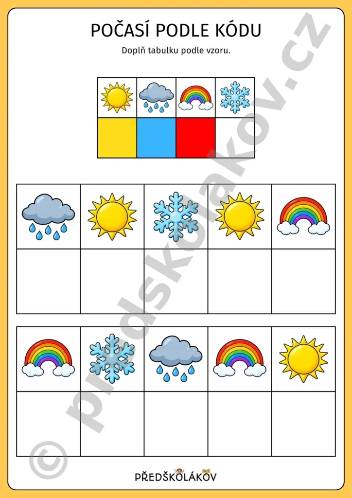 Počasí – vybarvování podle kódu
