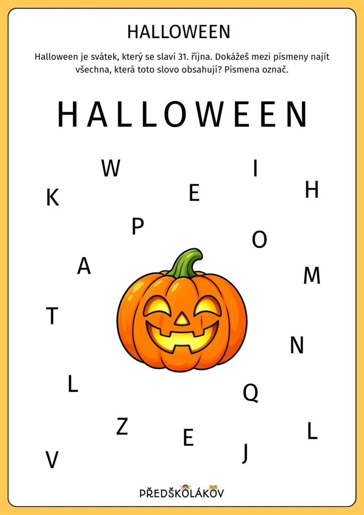 Halloween – zrakové vnímání s&nbsp;písmeny