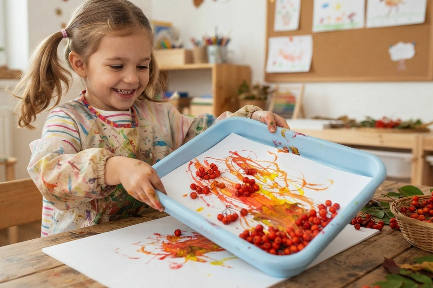 sensory play pro děti s jeřabinami